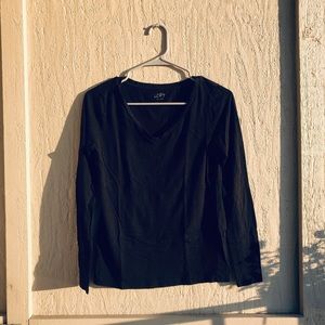 LOFT Women's Black Long Sleeve V-Neck Top S